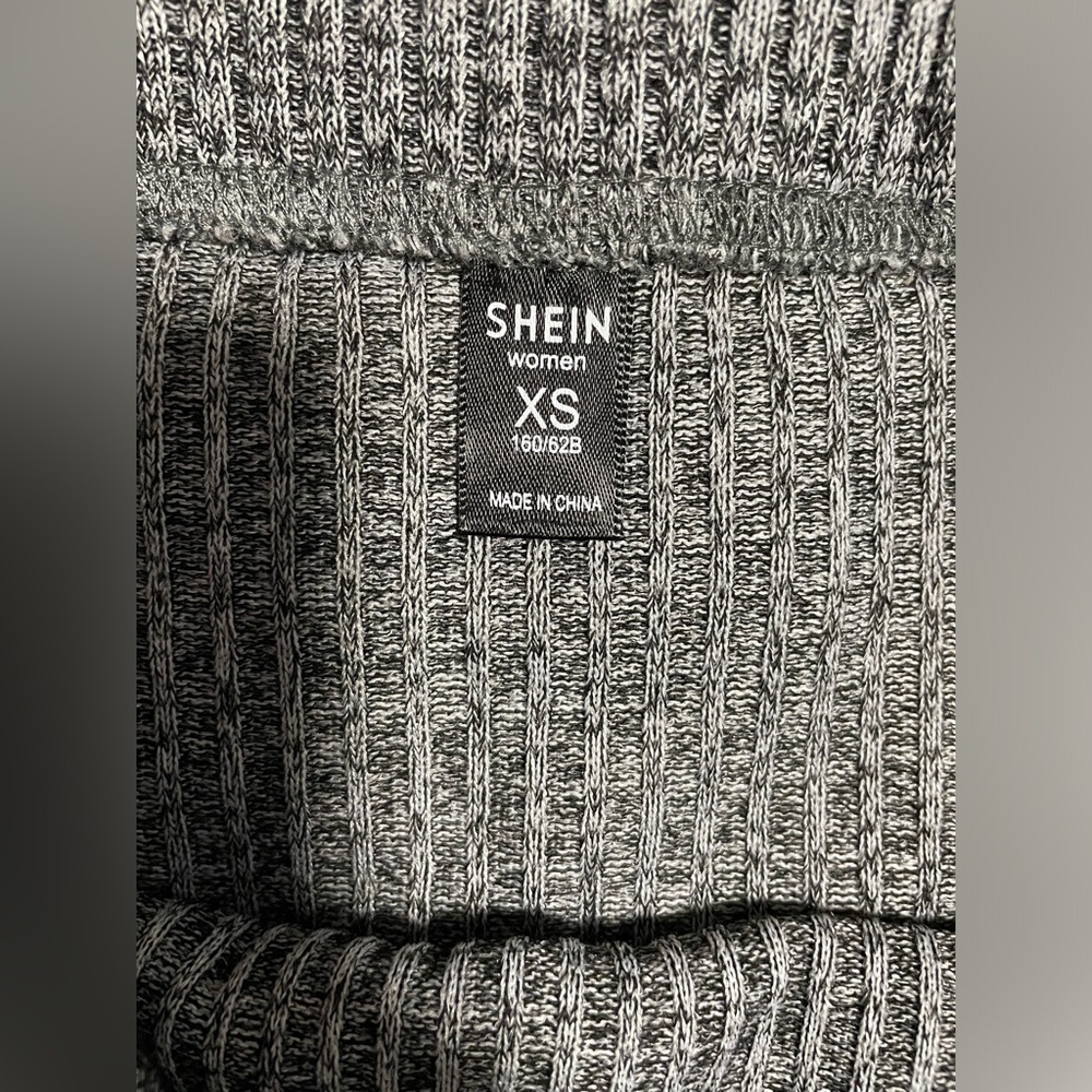 SHEIN High Rise Marled Gray Ribbed Front Slit Skirt - Picture 6 of 10